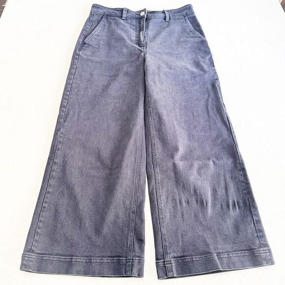 Everlane Cropped Wide Regular Dark Gray Wash Denim Jeans Size 8 - Picture 2 of 8